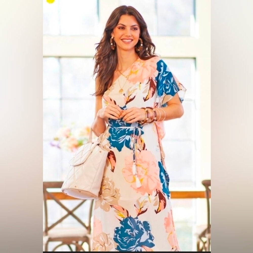 Cato 🖤 One-Shoulder Floral Maxi Dress (533)